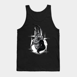 B&w Skull horn + Female Tank Top